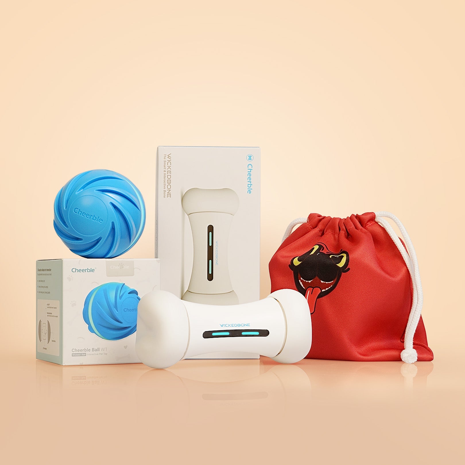 Cheerble Giveback Bundle with interactive dog toys and gift pouch