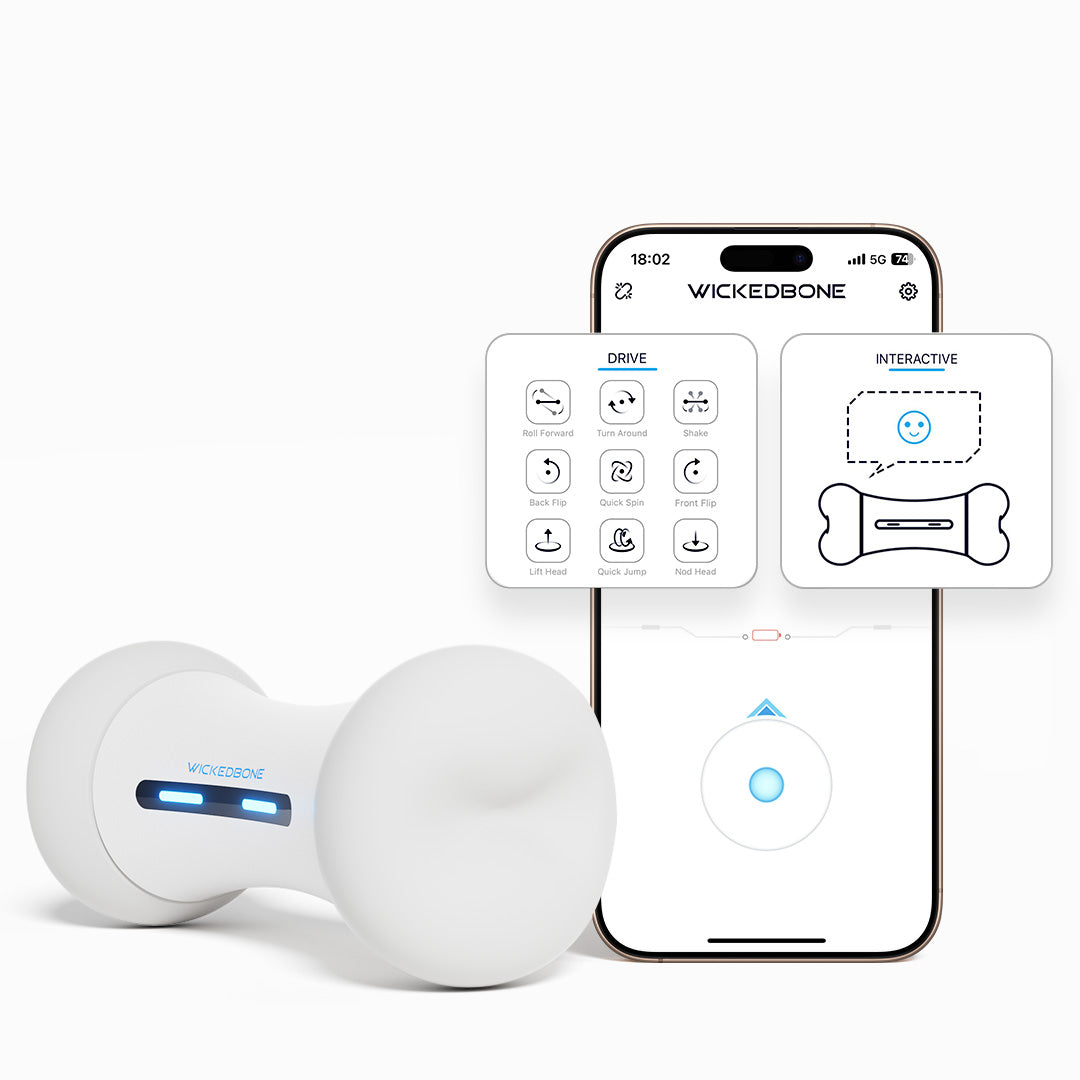 Wickedbone smart dog toy with app control,9 motions