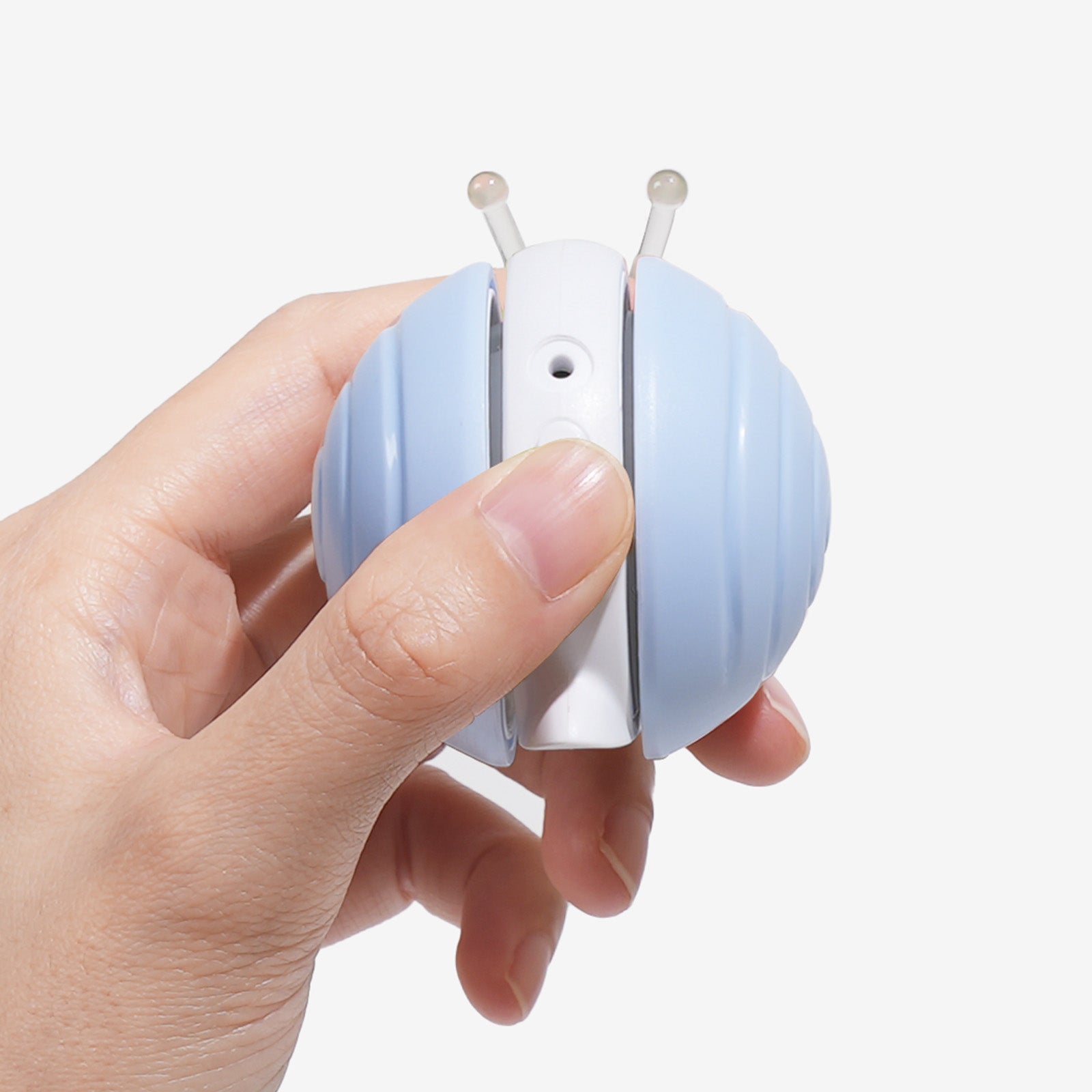 Wicked Snail interactive cat toy, held in hand