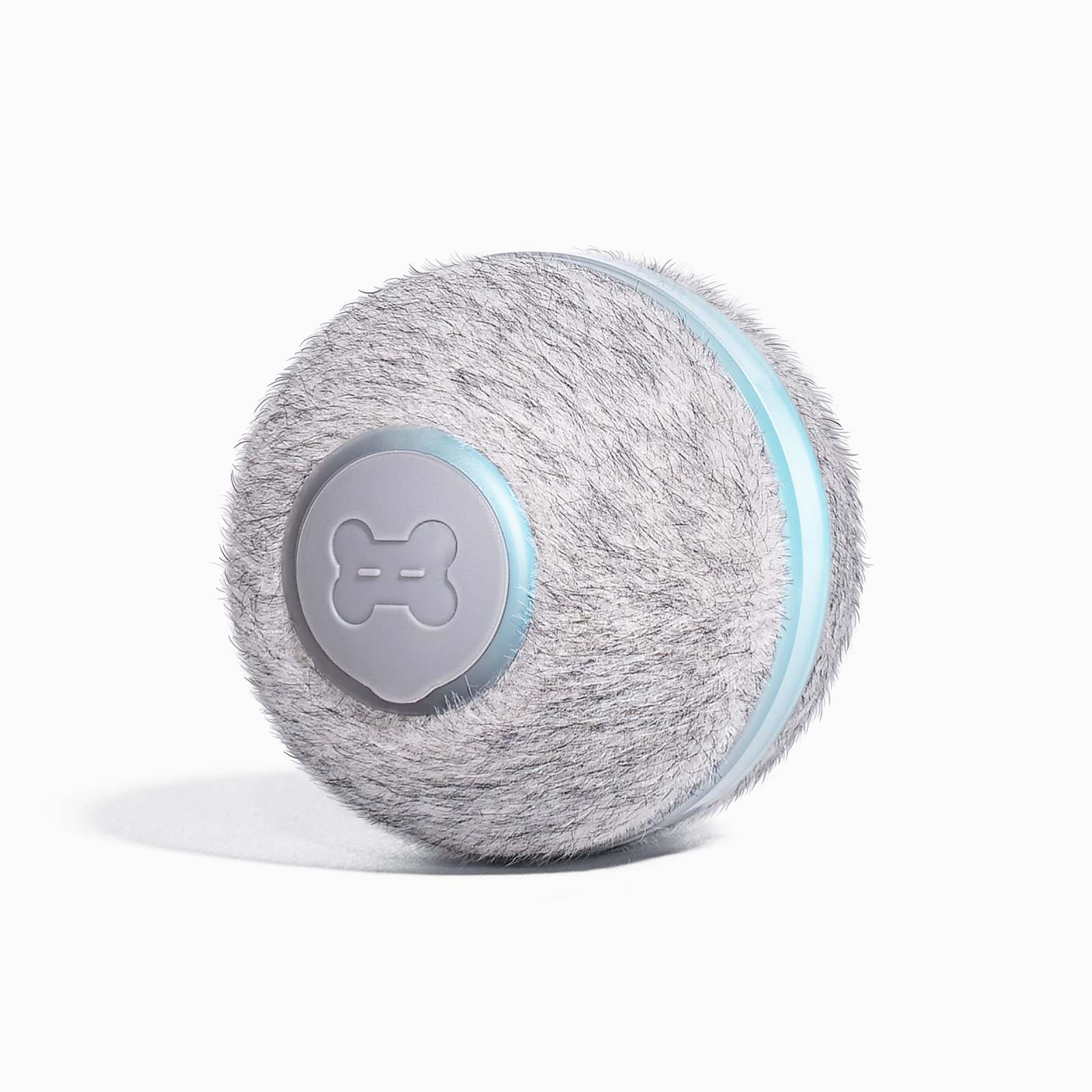 Cheerble Ball M1 cat toy, furry gray ball with blue accent