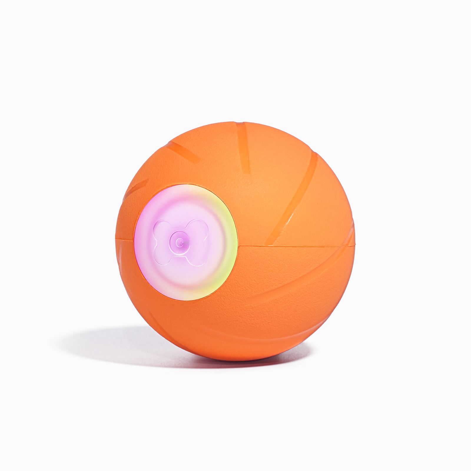 Orange Wicked Ball SE interactive dog toy, close up view