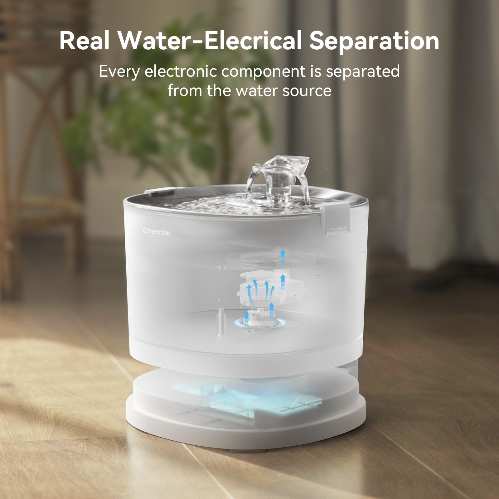 Cheerble Pet Fountain Elfin E1+ - Real Water-Elecrical Separation