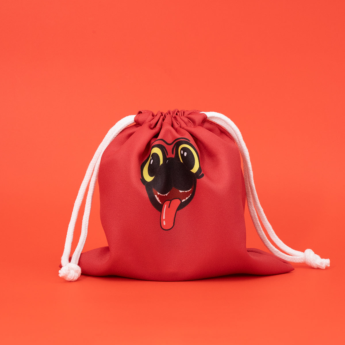 Cheerble Gift Pouch with dog design, red drawstring bag