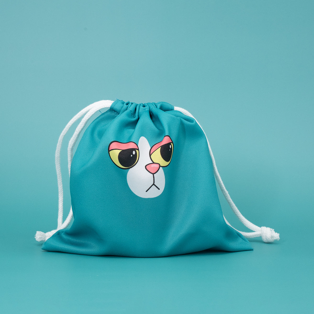 Cheerble Gift Pouch with turquoise cat face design