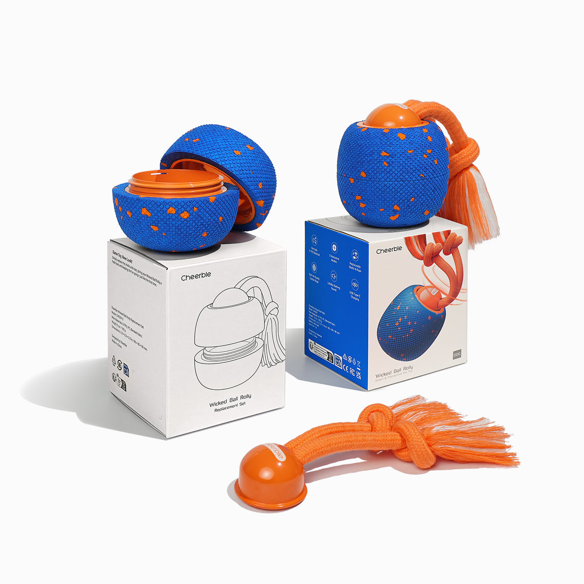 Cheerble Wicked Ball Rolly interactive dog toy with replacement set