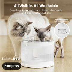@en Cheerble Pet Fountain Elfin E1+ with cats, pumpless design, easy to clean